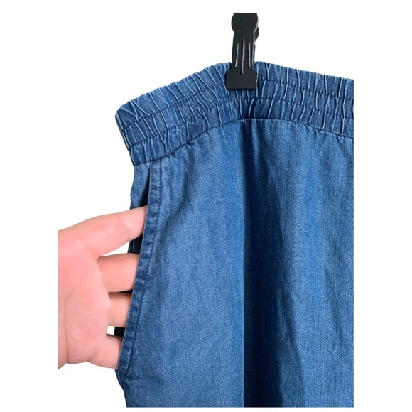 NWT Women's Jones New York Wide Crop Pants Size XL Denim Chambray Elastic Waist - Picture 4 of 9